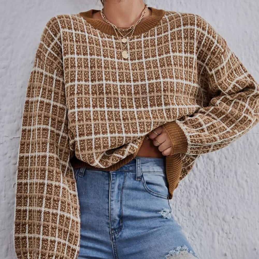 Tweed Style Crochet Sweatshirt